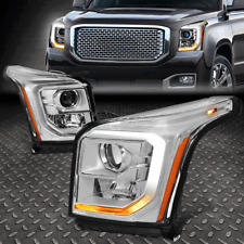 [LED DRL SIGNAL]FOR 15-20 GMC YUKON XL CHROME/AMBER PROJECTOR HEADLIGHT LAMPS picture