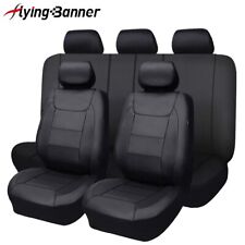 Flying Banner Car Seat Cover Set Carbon Fiber Rear Split 40/60 50/50 60/40 Black picture