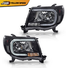 Fit For Toyota Tacoma 05-11 Black Clear LED Tube Headlights Headlamps picture