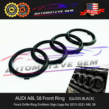 AUDI A8L Front Ring Grille Emblem GLOSS BLACK Badge OEM Logo S8 Sedan 2015-2021 picture