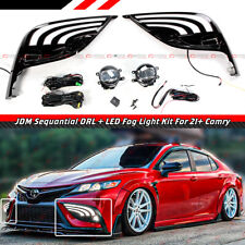FOR 21-24 CAMRY SE XSE DRL SEQUENTIAL BEZEL COVER + CLEAR LENS LED FOG LIGHT KIT picture