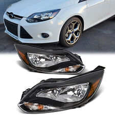 Black 2012 2013 2014 Ford Focus Headlights Headlamps Aftermarket Pair Left+Right picture