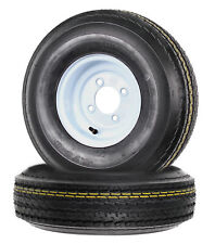 2-Pack Trailer Tire On Rim 570-8 5.70-8 8 in. Load C 4 Lug White Wheel picture