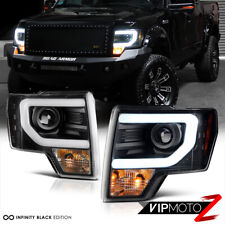 [BRIGHT OLED TUBE] 2009-2014 Ford F150 LED Bar Matte Black Headlights Lamps L+R picture
