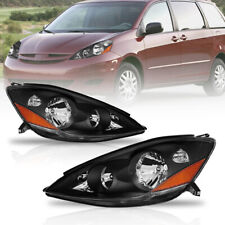 Pair Black Housing Headlight Front Lamp For 2006-2010 Toyota Sienna LE XLE picture