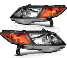 Pair Headlights Assembly For 2006-2011 Honda Civic 2Dr Black Kit Headlamps Set picture