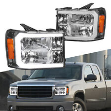 Pair LED DRL Headlights Front Lamp For 2007-2014 GMC Sierra 1500 2500HD 3500HD picture