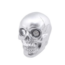 Custom Motorcycle Silver LED Retro Skull Headlight Head Lamp For Harley Yamaha picture