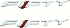 2pcs Fifty Side Fender Marker Nameplate Logo Sport Emblem 3D Badge (Silver Red) picture