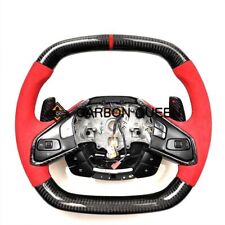 REAL CARBON FIBER Steering Wheel FOR Chevrolet Corvette C8 RED SUEDE/RING picture