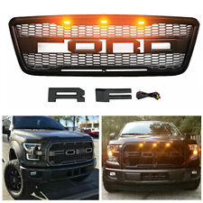 For 2015-2017 Ford F150 Grille Bumper Raptor Style Grill Black W/ Letters & LED picture