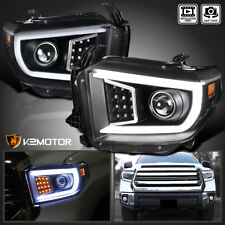 Black Fits 2014-2021 Toyota Tundra LED Strip Bar Tube Projector Headlights Lamps picture