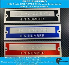 HIN Plate Tag Boat Serial Number ENGRAVED 3 Colors Available  picture