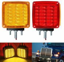2pc Amber/Red 39 LED Double Face Stud Mount Pedestal Fender Stop Turn Tail Light picture