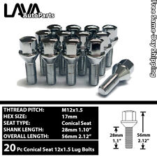 20PC CHROME 12X1.5 CONICAL SEAT LUG BOLT 28MM SHANK FIT BMW/MINI/SAAB/LOTUS/MORE picture