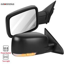 For 2009-17 Dodge Ram Pair Power Heated Signal Puddle Light Black Side Mirrors picture