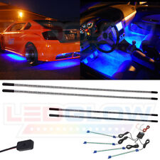 LEDGlow 4pc Blue Underbody Underglow Car LED Neon Kit w 4pc LED Interior Lights picture