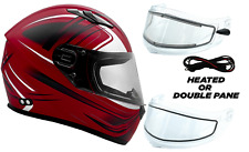 Adult Snowmobile Helmet Red Full Face Double Pane Shield or Heated DOT 3x 4x picture