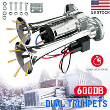 600DB 12V Super Loud Dual Trumpets Car Electric Horn For Car Trucks Boats Train picture