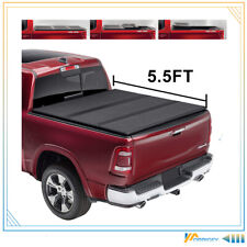 5.5ft Hard Bed Fiberglass Tri-Fold Tonneau Cover W/LED For 15-20 Ford F150 picture
