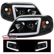 Jet Black Projector Headlights Fits 1997-2003 Ford F150 Expedition LED Tube Lamp picture