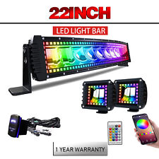 22in 120W Curved Spot Flood RGB Halo Ring Change LED Light Bar for Truck Offroad picture