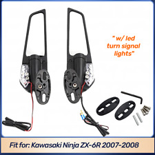 For Kawasaki 2007 2008 ZX6R Wind Wing Rearview Side Mirrors w/ LED Signal Lights picture