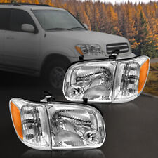 For 2005-2006 Toyota Tundra 2005-2007 Sequoia Chrome Headlights+Corner Lamp Pair picture