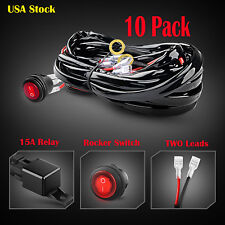 10 PACK 12ft Wiring Harness Kit 12V Relay ON/OFF Switch-2 Lead for LED Light Bar picture