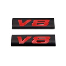 2x Black&Red Metal V8 Logo Emblems V-8 Engine Sport Bagde Turbo Sticker 3D Decal picture