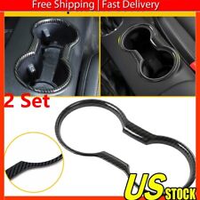2X Cup Holder For Mustang 2015-22 Carbon Cover Ford Fiber Interior Trim Molding picture