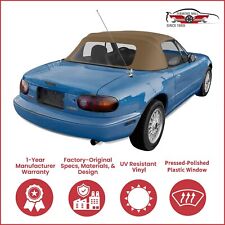 1990-05 Mazda Miata Convertible Soft Top w/ DOT Approved Plastic Window, Tan picture