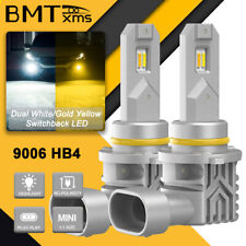 2PCS Switchback LED 9006 HB4 Fog Bulbs DRL Lights Dual Color Amber White 40W picture
