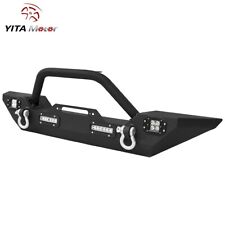 for 1987-2006 Jeep Wrangler TJ YJ Steel Front Bumper w/ Winch Plate & Led Lights picture
