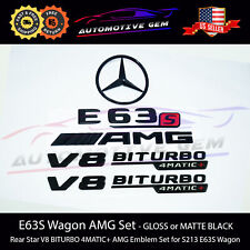E63S AMG WAGON V8 BITURBO 4MATIC+ Rear Star Emblem Black Badge Set Mercedes S213 picture