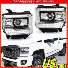 Fits 2014-2018 GMC Sierra 1500 LED Strip Projector Headlights Lamps L+R 14-18 picture