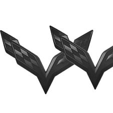 2pc Gloss Black Corvette C7 Front/Rear Emblem Badge 2014-2017 Cross Flag Symbol picture