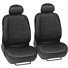 Black Leatherette Car Seat Covers Front Pair Set of 2 Faux Leather Upholstery picture