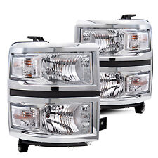 Headlights For 2014-2015 Chevy Silverado 1500 Chrome Clear Headlamps LH+RH Pairs picture