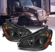 Pair of Black Halogen Headlight for 2013-2021 Kenworth T680 picture