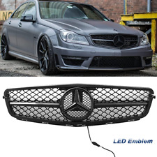 Gloss Black AMG Grille W/LED Emblem For 2008-2014 Mercedes Benz W204 C-Class picture