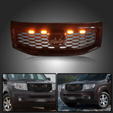Kspeed Fit 2012-2015 Honda Pilot Front Upper Grill Gloss Black Grille w/Lights picture