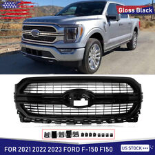 Fits 2021+ Ford F150 F-150 Limited XLT Front Bumper Upper Grille Gloss Black ABS picture