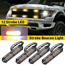 4x Amber White 12-LED Strobe Light Bar Car Truck Flashing Warning Hazard Beacon picture