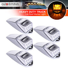 5x Clear Lens Amber LED Cab Marker Top Roof Lights Chrome For Peterbilt Trailer picture