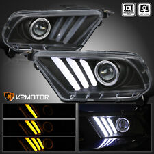 Black Fits 2010-2014 Ford Mustang Sequential LED Signal DRL Projector Headlights picture