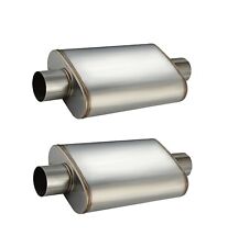 A Pair of Universal Muffler, 2.5in inlet/outlet Center,Straight-Through Exhaust picture