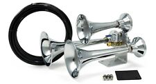 HornBlasters Outlaw Loud Train Air Horn Set for Semi or Large Truck - Chrome picture