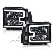 LED DRL Clear/Black Headlights Fit For 05-07 Ford F250 F350 F450 F550 Super Duty picture
