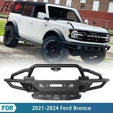 4 In 1 Black Heavy Duty Steel Front Bumper Replacement For 2021-2024 Ford Bronco picture